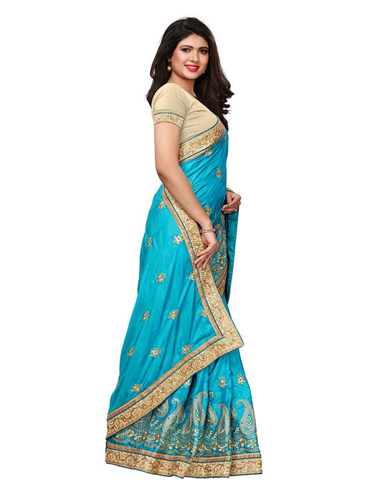 Blue Color Poly Silk Saree only in Bigswipe