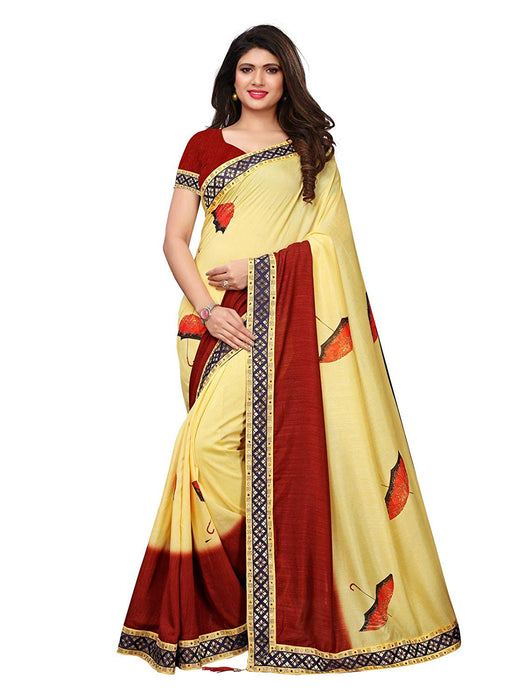 Beige, Brown Color Poly Silk Saree only in Bigswipe