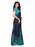 Turquoise, Navy Blue Color Shimmer (Chiffon) Saree