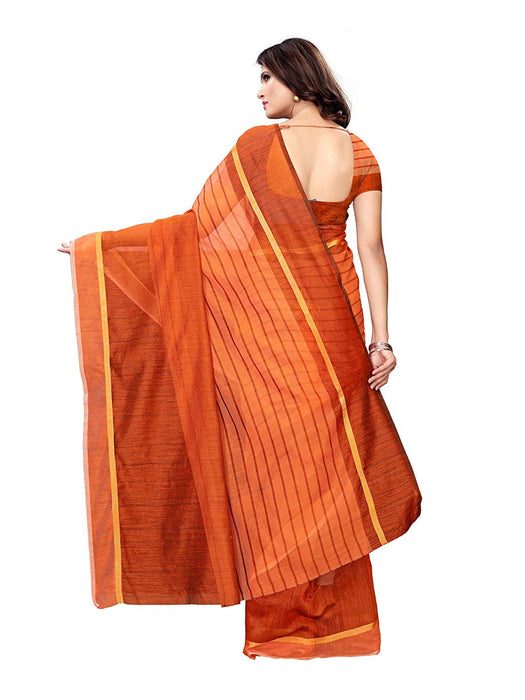 Orange Color Cotton Silk Saree only in Bigswipe