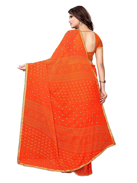 Orange Color Chiffon Saree only in Bigswipe