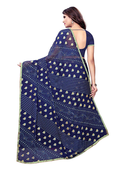 Navy Blue Color Chiffon Saree only in Bigswipe