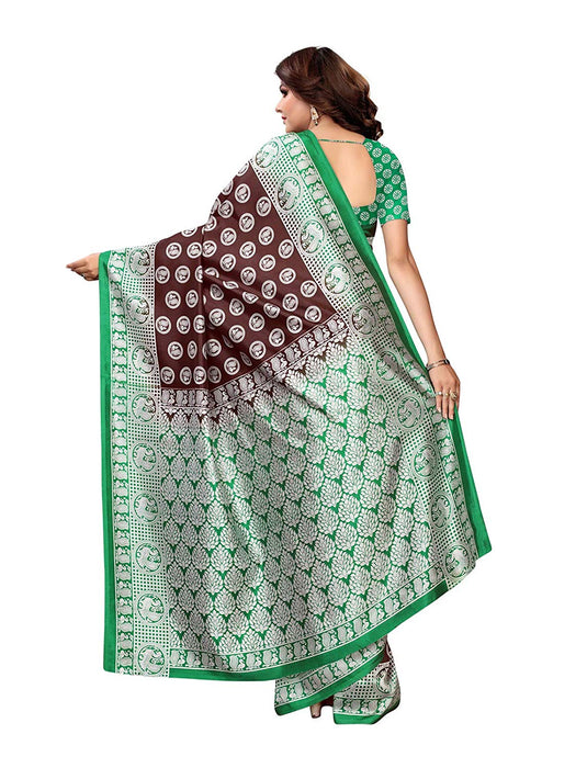 Brown, Green Color Poly Silk Saree only in Bigswipe