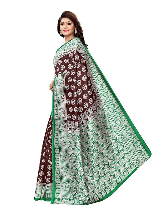 Brown, Green Color Poly Silk Saree only in Bigswipe