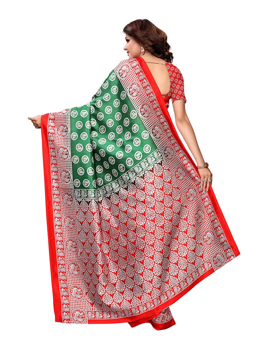 Green, Red Color Poly Silk Saree only in Bigswipe