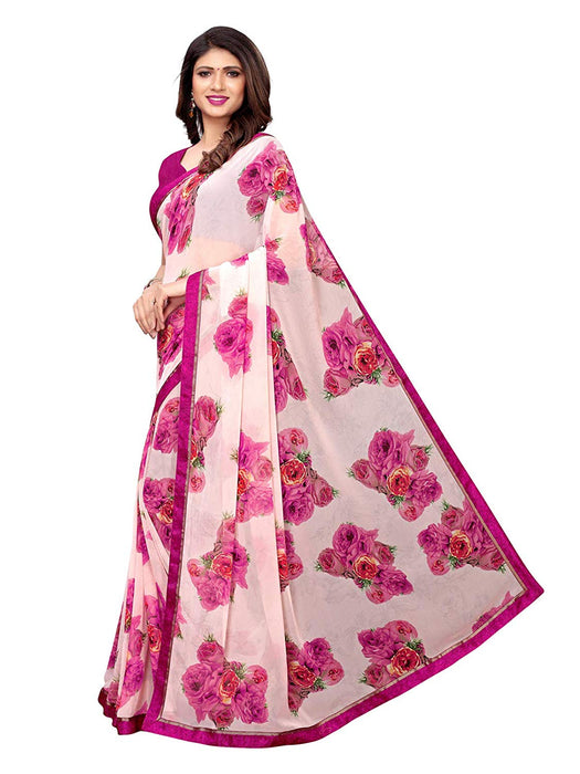 Pink, Multi Color Chiffon Saree only in Bigswipe