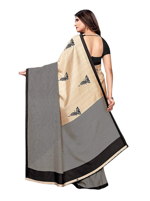 Beige, Black Color Poly Silk Saree only in Bigswipe