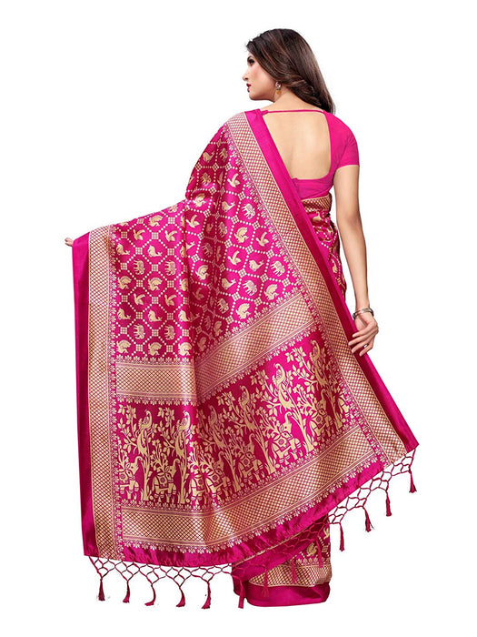 Pink, Beige Color Poly Silk Saree only in Bigswipe