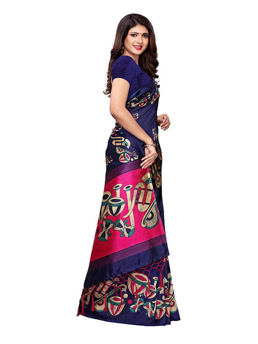 Navy Blue, Pink, Multi Color Poly Silk Saree only in Bigswipe