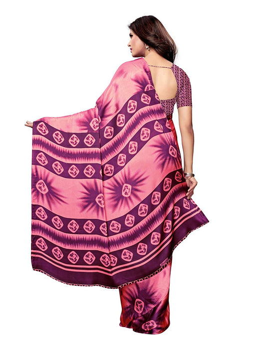 Peach, Purple Color Satin Saree only in Bigswipe