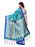 Turquoise, Silver Color Poly Silk Saree