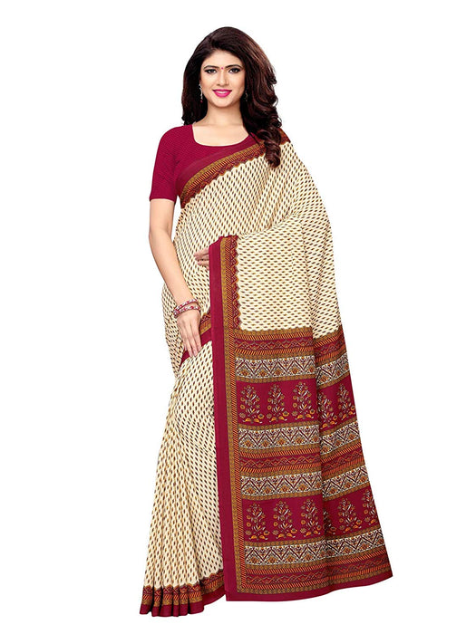 Off White, Maroon Color Crepe Saree only in Bigswipe