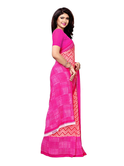 Pink, Off White, Multi Color Crepe Saree only in Bigswipe