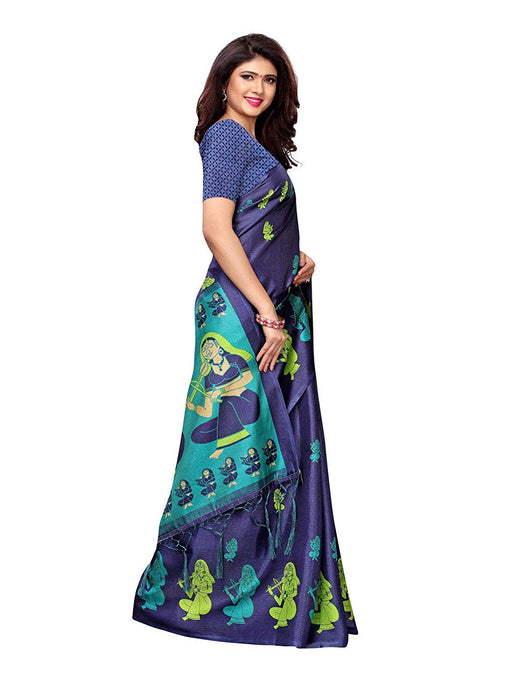 Navy Blue, Turquoise Color Art Silk Saree only in Bigswipe