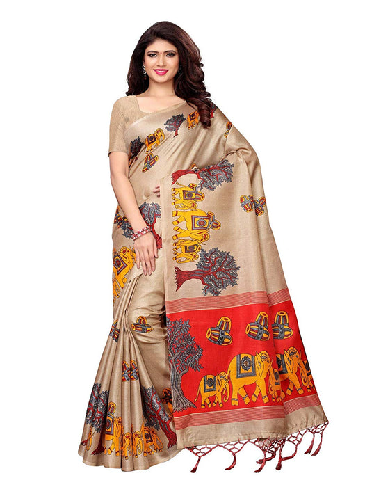 Beige, Maroon Color Art Silk Saree only in Bigswipe