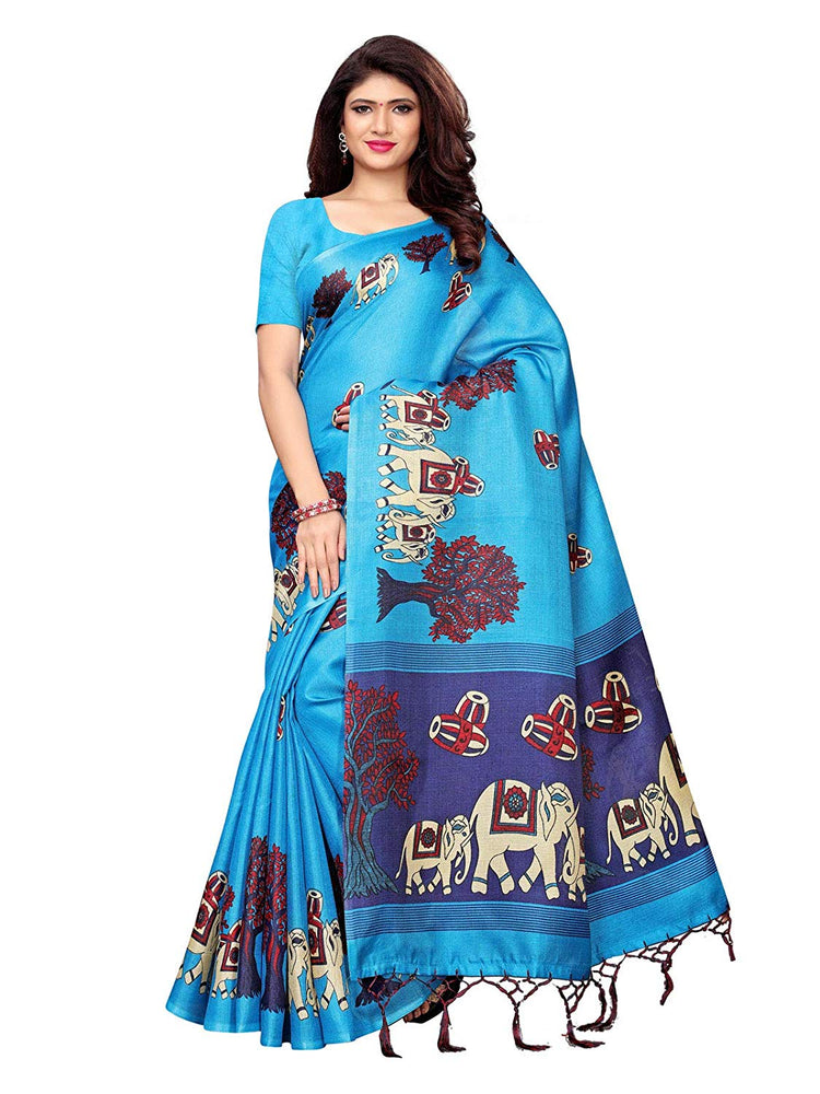 Blue, Navy Blue Color Art Silk Saree only in Bigswipe