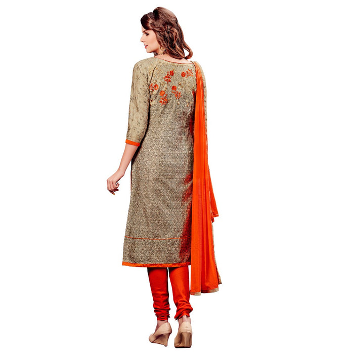 Cotton Fabric Beige Color Dress Material only in Bigswipe