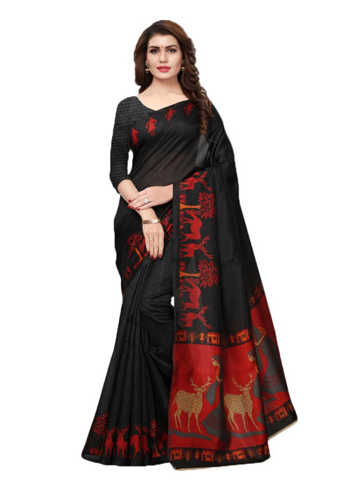 Black, Red, Multi Color Kashmiri Silk (Art Silk) Printed Work Saree only in Bigswipe