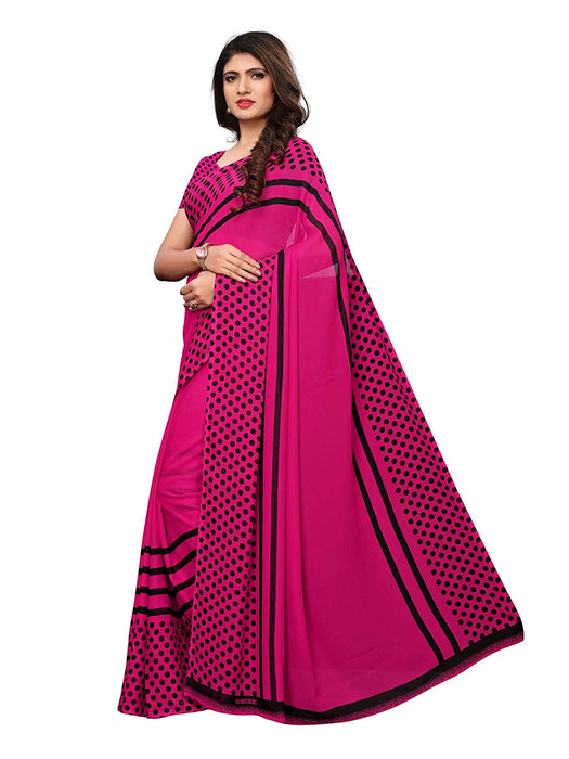 Pink, Black Color Georgette Saree only in Bigswipe