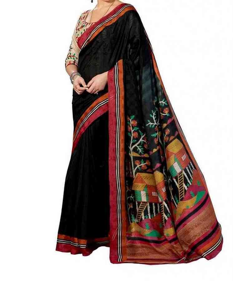 Printed Bhagalpuri Art Silk Saree only in Bigswipe