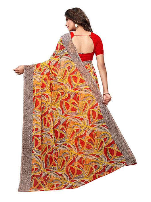 Red, Yellow, Multi Color Georgette Saree