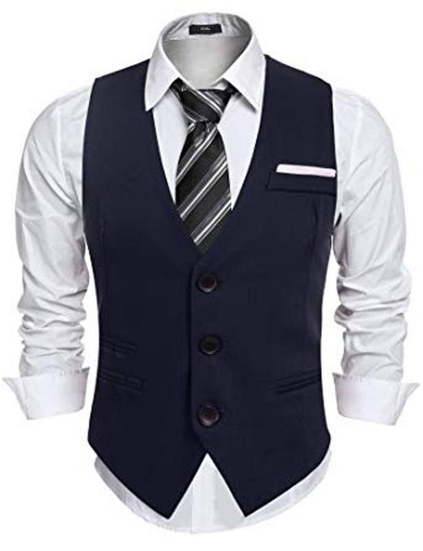 Navy Blue Color Classy Solid Polycotton Men's Waistcoat only in Bigswipe