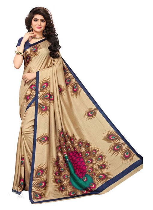 Beige, Multi Color  Art Silk (Vichitra Silk) Saree only in Bigswipe