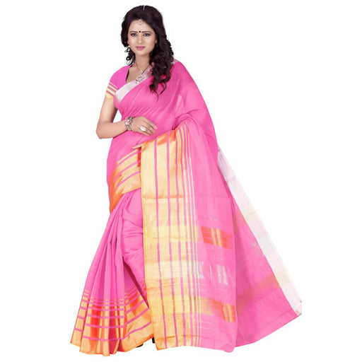 Cotton Fabric Light Pink Color Saree with Blouse only in Bigswipe