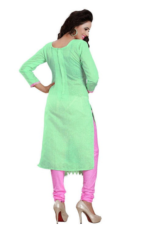 Womens Designer Light Green Chanderi Cotton Partywear Salwar Suit Dress Material For Womens