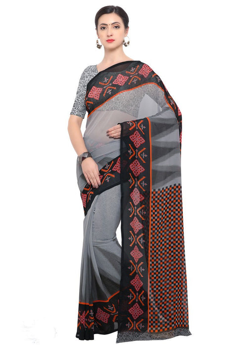 Gray, Black, Red Color Georgette Saree only in Bigswipe