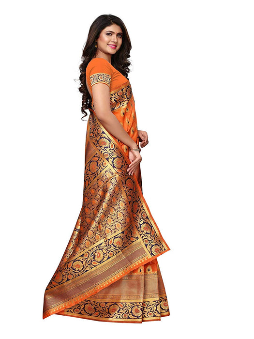 Orange Color Poly Silk Saree only in Bigswipe