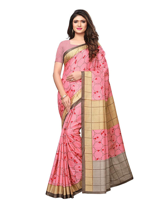 Pink, Beige, Multi Color Vichitra Silk (Art Silk) Saree only in Bigswipe