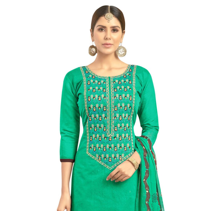 Chanderi Fabric Green Color Dress Material only in Bigswipe