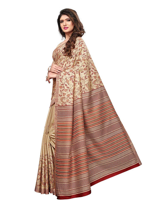 Beige, Maroon, Multi Color Vichitra Silk (Art Silk) Saree only in Bigswipe