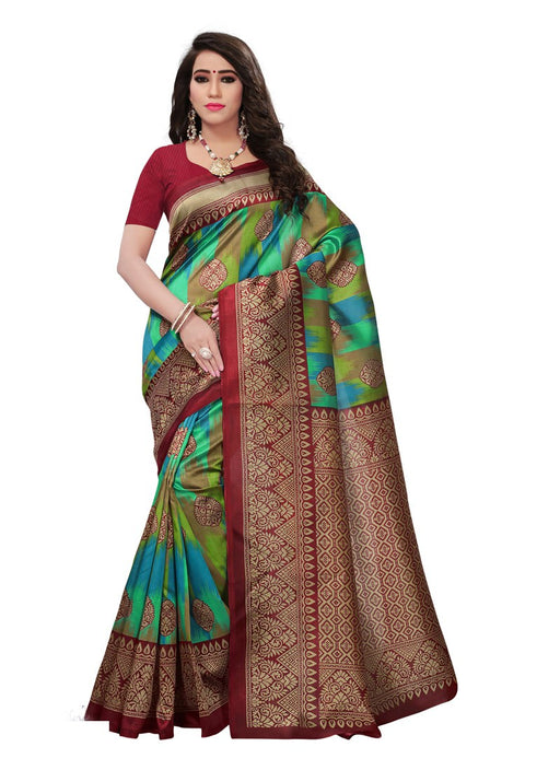 Maroon, Multi Color  Poly Silk Saree only in Bigswipe