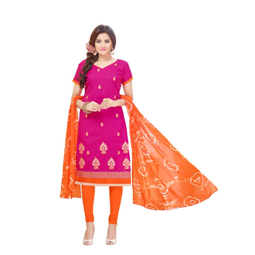 Cotton Jacquard Fabric Pink Color Dress Material only in Bigswipe