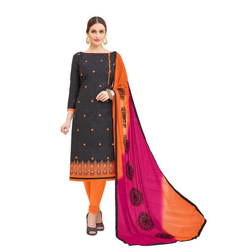 Cotton Jacquard Fabric Black Color Dress Material only in Bigswipe