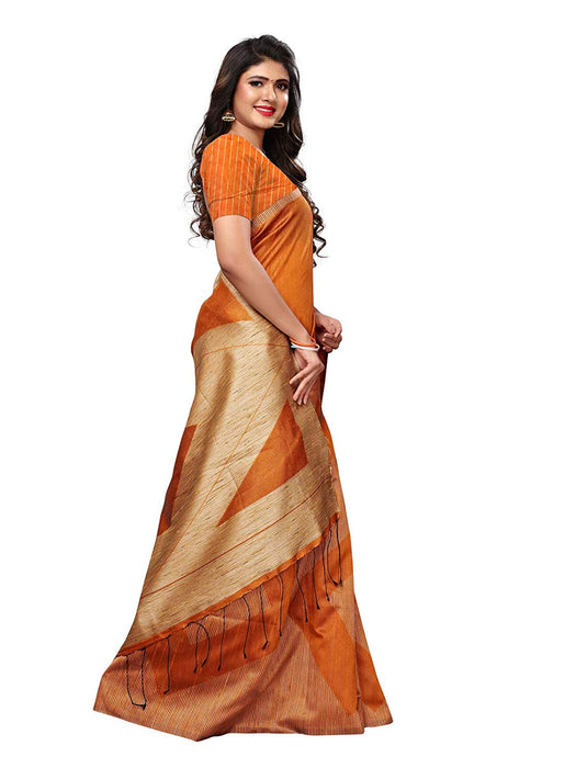 Orange Color Tussar Silk (Art Silk) Saree only in Bigswipe