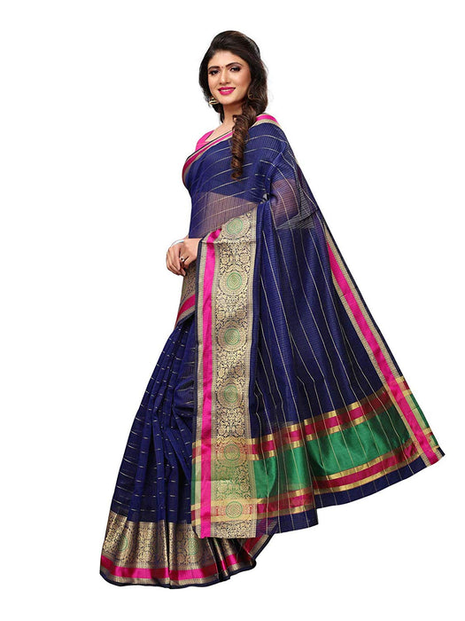 Navy Blue Color Chanderi Silk Saree only in Bigswipe