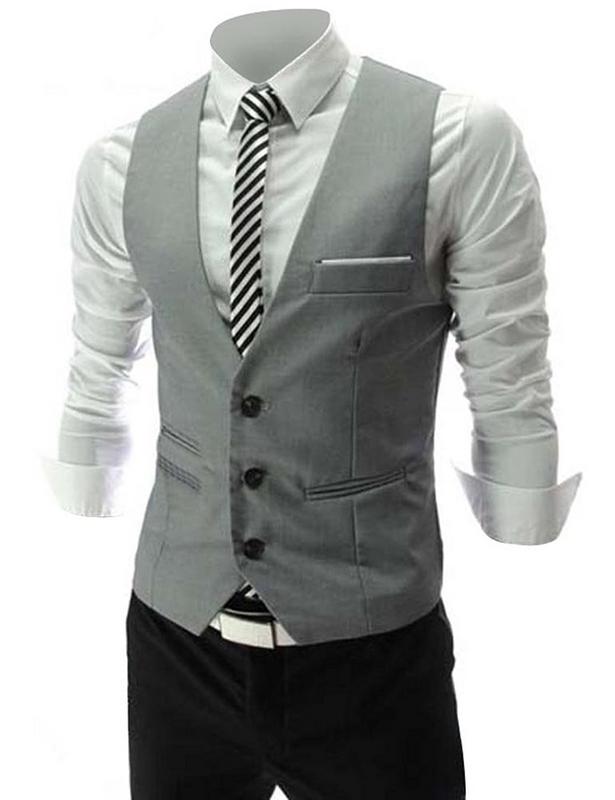 Grey Color Classy Solid Polycotton Men's Waistcoat only in Bigswipe