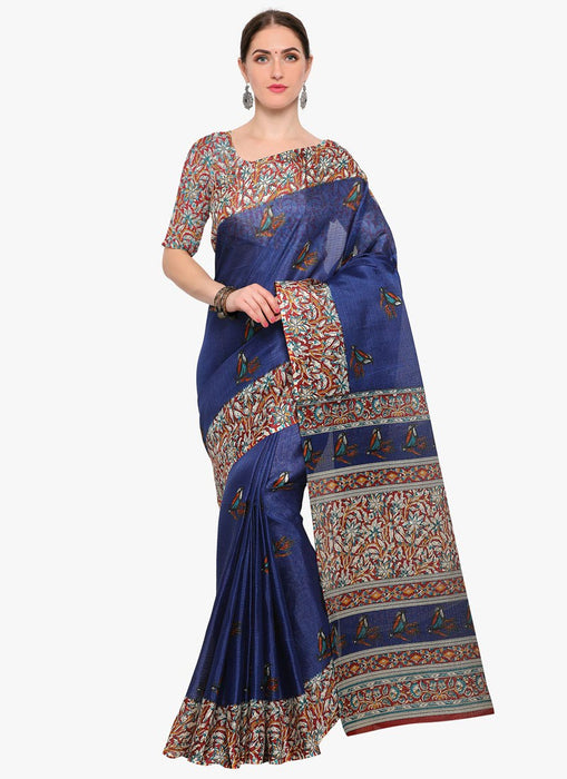 Navy Blue, Multi Color Art Silk Saree only in Bigswipe