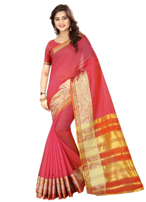 Pink Color Cotton Silk Saree only in Bigswipe