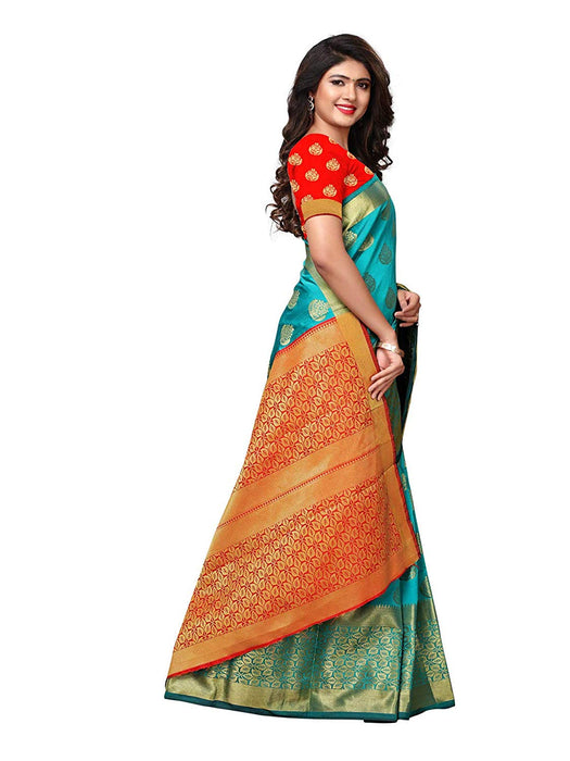 Turquoise Color Poly Silk Saree