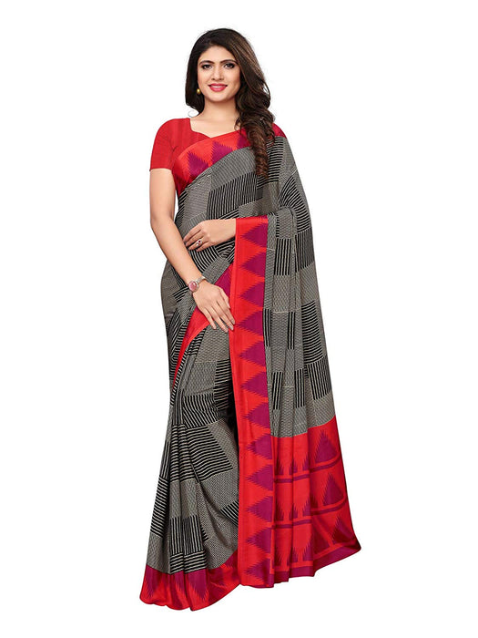 Black, Beige, Red Color Crepe Saree only in Bigswipe