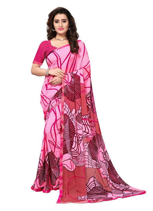 Pink, Mutli Color  Georgette Saree only in Bigswipe