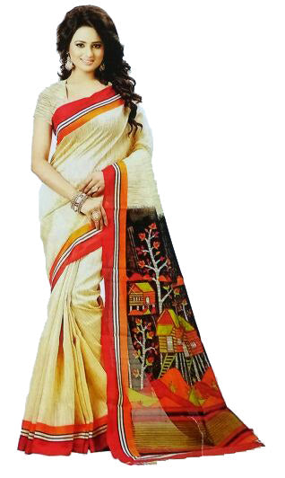 Printed Bhagalpuri Art Silk Saree only in Bigswipe