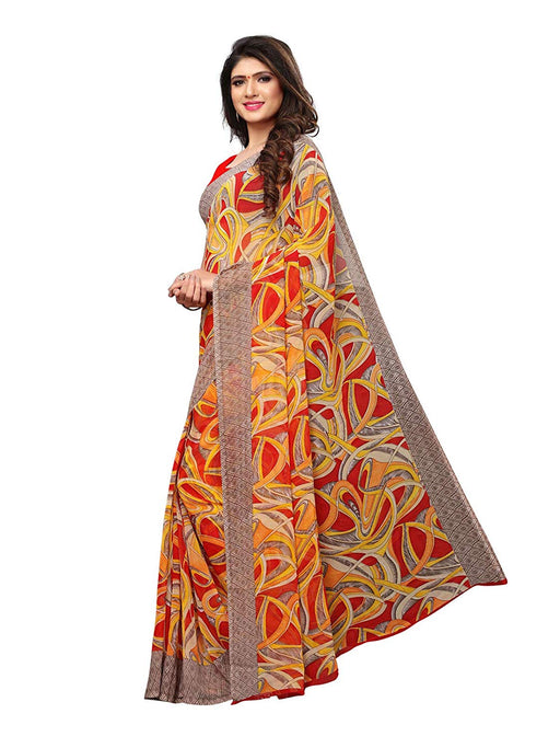 Red, Yellow, Multi Color Georgette Saree