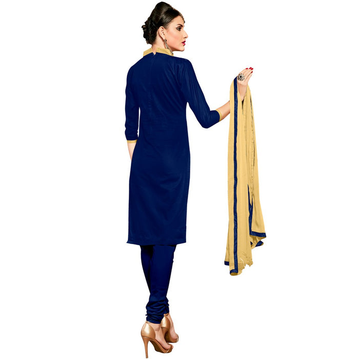 Glaze Cotton Fabric Navy Blue Color Dress Material only in Bigswipe