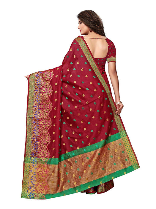 Maroon Color Chanderi Silk Saree only in Bigswipe