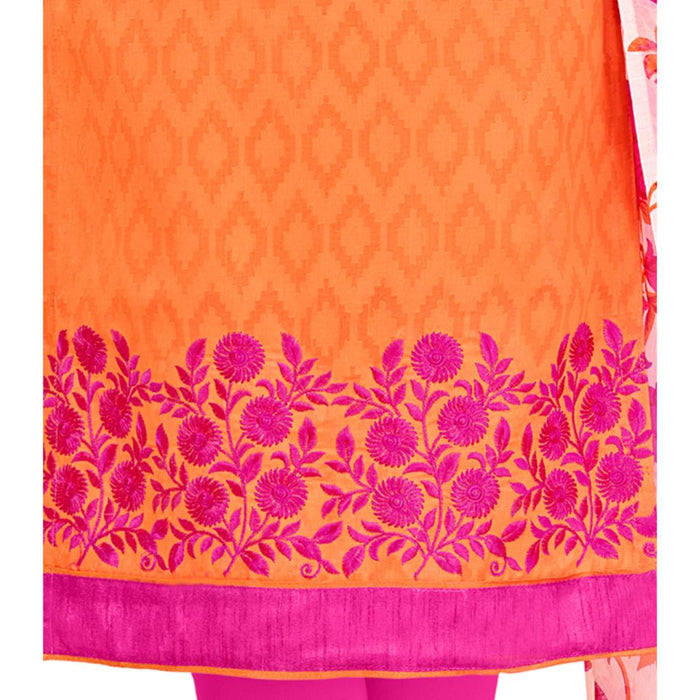 Cotton Jacquard Fabric Orange Color Dress Material only in Bigswipe